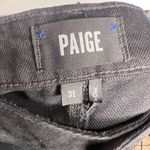 Paige  Aideen High Rise Mini skirt Coated Black Sheen Zipper Pockets Size 31 Punk Photo 6