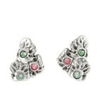 UNO de 50 Wild Bush Bezel Set Crystal‎ Leaf Stud Earrings, Silver/Pink, NWT Pink Photo 1