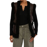 We Wore What Womens Reversible Vegan Leather Sherpa Vest Jacket Size Medium NWT Photo 3