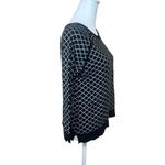 Philosophy  Republic Black White Diamond Argyle Knit Sweater 3/4 Sleeve Size Med Photo 4