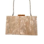 None Acrylic Clutch Bag with Removable Chain Shoulder Strap Peach and Gold Photo 3