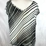 New York And Company New York & Co black and white semi sheer tie side top size XL Photo 2