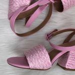 Zenana New Bamboo Maddy Braided Raffia Open Toe Buckle Strap Block Heel Sandals Shoes Pink Photo 7