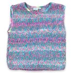Vintage 90s Sweater Vest Woven Chunky Printed Knit Colorful Rainbow Light Pink Size M Photo 0