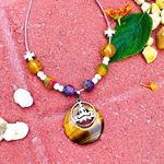 Handmade Tiger Eye Yoga Gemstone leather necklace Photo 0