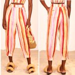 Farm Rio  Sunny Stripe Linen Pants High Rise Multi Size M Photo 1