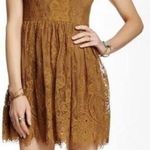 Free People  Verushka Dress Floral Lace Mini Fit & Flare High Neck Golden Honey 8 Photo 0
