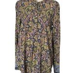 Loft Multicolor Paisley Print Button Down Blouse | Small Photo 0