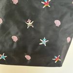 Vintage Y2K Shell Starfish Print Beachy Nylon Shoulder Bag Purse Black Photo 7