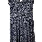 Chadwick's  Women's Vintage Navy/White Polka Dot‎ Stretchy A Line Dress. Sz L # Photo 0