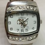 Geneva women’s cuff bracelet watch quartz 28mm silver tone case bracelet size 6” Photo 1
