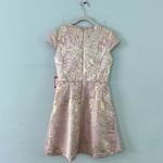 Vince Camuto NWT Blush Pink Metallic Jacquard Satin Split Neck Fit & Flare Dress Photo 3