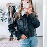 Slate + Willow Fur Trim Black Leather Jacket Photo 5