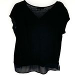 Sanctuary Linen Cap Sleeve Top with Contrast Trim Black Size Large Photo 2