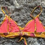 Aerie Pineapple Bikini Ruched Top Yellow Pink Bikini Top Womens Size XS Beach Photo 2
