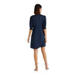 Quince  Women's Washable Stretch Silk Puff Sleeve Navy Blue Mini Dress Size XS Photo 1