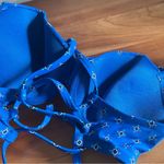 Aerie  Peacock Capri Blue Bikini Swim Underwire Push Up Top 36D Padded Corset Tie Photo 6