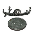 Lg Vtg 835 Silver Euro Silver w/ Marcasite Italian Gondola Openwork Pin/Brooch Photo 1