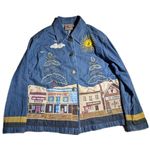 Vtg 1990s Don't Mess With Texas Novelty Old West Town Applique Denim Jacket Sz M Blue Size M Photo 0