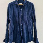 Massimo Dutti  100% Linen Blue Button Up Shirt Size XXL Photo 0