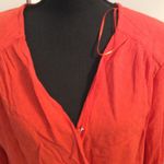 Free People Red  Peplum Surplice Shirt Large L Long Sleeve Photo 3