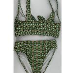 Modcloth Floral Two Piece Bikini Swimsuit Front Tie Retro Beach Green XS/S NWOT Photo 6