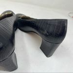 Salvatore Ferragamo  black crock embosse gold horsebit hardware block heels sz 7 Photo 6