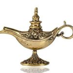 Aladdin's Magic Lamp Brooch Pin in Gold Tone with Antiquing Photo 0