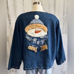 Vintage Snowman Cardigan denim One Size Fits Most Fun Holiday Sweater Photo 7