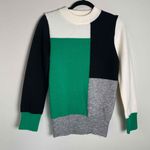 Vine & Love Womens Color Block Long Sleeve Crewneck Green Black Sweater Small Blue Photo 0