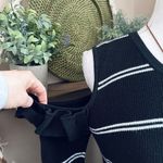 Jack by BB Dakota  Black/White Striped Cozy Ruffle Cold Shoulder Sweater Photo 4