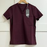 FIGS  Sona FORMx Slim V-Neck Scrub Top in Burgundy, Size Small Photo 7