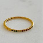 Thin Gold Ring, Stacking Gold Ring, Cz Gold Ring Photo 2