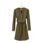Orvis XL Army Green Button Down Utility Drawstring Waist Short Dress Zip Pockets Photo 1