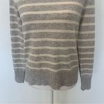 Charter Club EUC  Luxury Gray Striped Cashmere High Neck Button Sweater Size M Photo 3