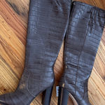 Ralph Lauren Lauren  Croc-Embossed Over the Knee Boots in Dark Brown Photo 0