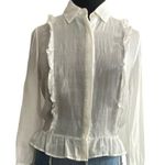 Trovato Bird of Paradise Ruffle White Gauzy Shirt Nwot Size L Photo 11
