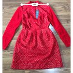 LELA ROSE red Velvet Broderie Anglaise Mini Dress size 6 Photo 6
