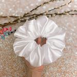 Jumbo White Satin Scrunchie Oversized Scrunchie Xxl Scrunchie Photo 2