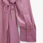 ZARA  SATIN EFFECT WRAP MIDI V-NECK DRESS Size XS NEW Photo 12