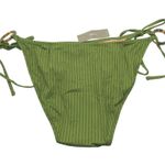 J.Crew  Wide Rib Curved Waist Cheeky String Bikini Bottom With Rings Green 3X Photo 1