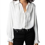 Zadig & Voltaire Tilan Satin Shirt - White Small Long Sleeve Button Down NWT Photo 0