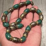 Jade Necklace Dark Green Choker Necklace Hand Vintage Sterling Silver Clasp Lock Photo 9