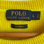 Ralph Lauren 100% Cashmere Polo  Neon Yellow Waffle Raglan Knit Sweater Size L Photo 1