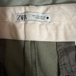 ZARA  Pleated Tailored Straight Leg Pants Khaki Green Photo 2