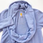 Lucy Womens Tunic Top Cowl Drape Neck Long Sleeve Periwinkle Blue Pockets XS Photo 2