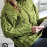 Caslon NWT  x Nordstrom Sage Green Chunky Diamond Knit Turtleneck Sweater Large Photo 0