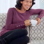 Chaser Wisteria Waffle Knit Thermal Top Burgundy Purple Photo 0