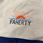 Faherty  Cream Blue Canvas Reusable Tote Bag Shopping Photo 1