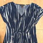 Rock & Republic Rock & Republic Womens M Shirtdress Dress Navy Blue White Stripe Print Photo 2